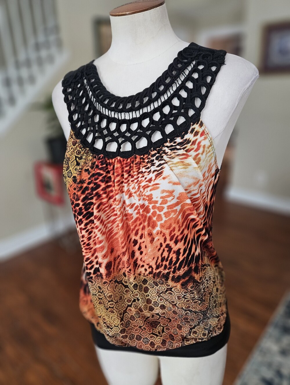 Wrapper Animal Print Top Medium